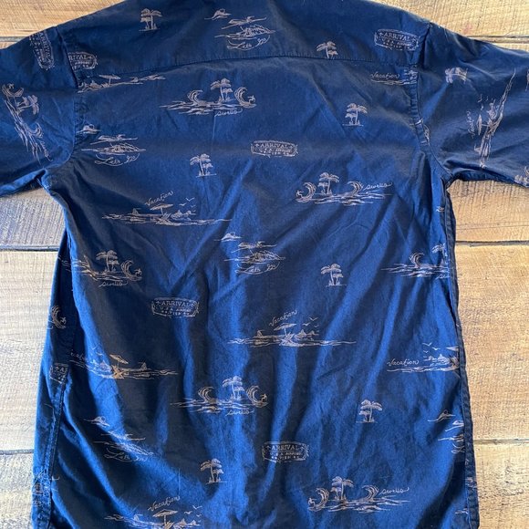 Boy's Nomad Vacation Shirt Button Down Casual Tour Navy Brown 10/12 - Picture 7 of 7